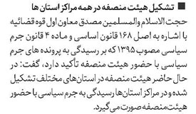 تشکیل هیئت منصفه در همه مراکز استان ها