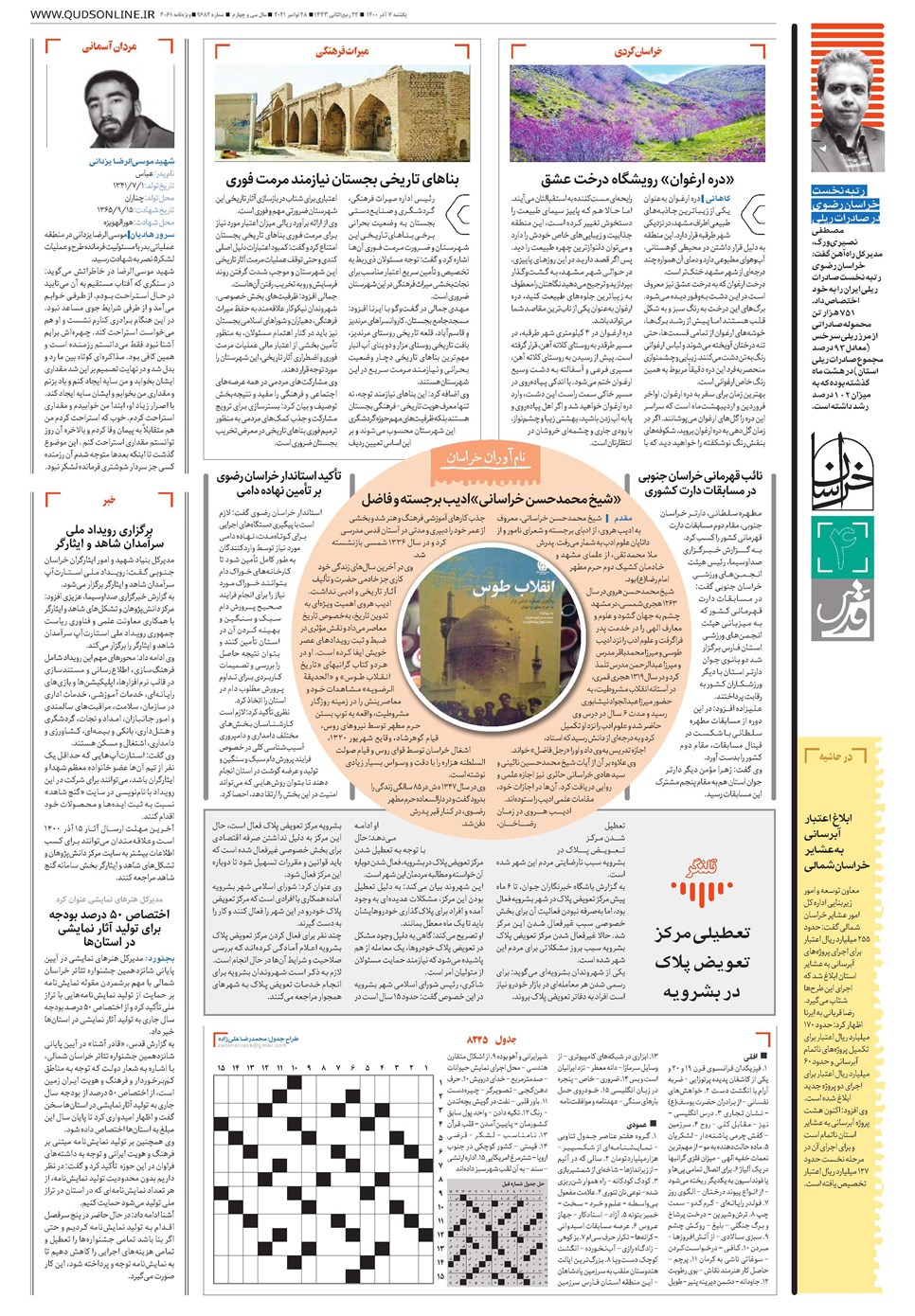 روزنامه تاریخ ۷ آذر ۱۴۰۰